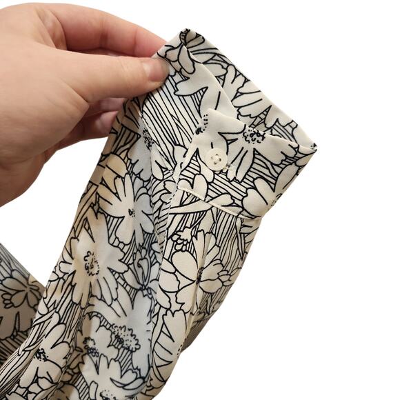 Banana Republic White Floral Long Sleeve Button Front Blouse Casual Top Medium - Picture 6 of 8